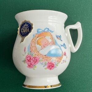 ROYAL TARA HANDMADE IRELAND "CONGRATULATIONS ON YOUR BABY" BOY CUP 3.25"
